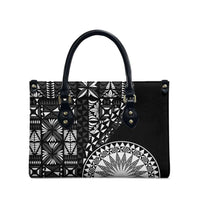 Black Tongan Ngatu Fonulei Pattern Leather Bag LT9 - Polynesian Pride