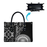 Black Tongan Ngatu Fonulei Pattern Leather Bag LT9 - Polynesian Pride