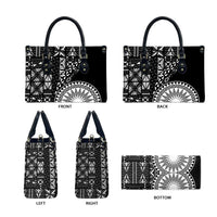 Black Tongan Ngatu Fonulei Pattern Leather Bag LT9 - Polynesian Pride