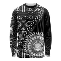 Black Tongan Ngatu Fonulei Pattern Long Sleeve Shirt