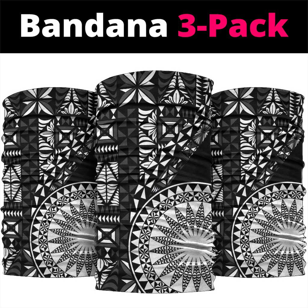 Black Tongan Ngatu Fonulei Pattern Neck Gaiter LT9 package One Size: 25*50cm Black - Polynesian Pride