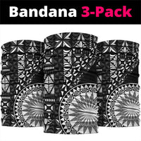 Black Tongan Ngatu Fonulei Pattern Neck Gaiter LT9 package One Size: 25*50cm Black - Polynesian Pride
