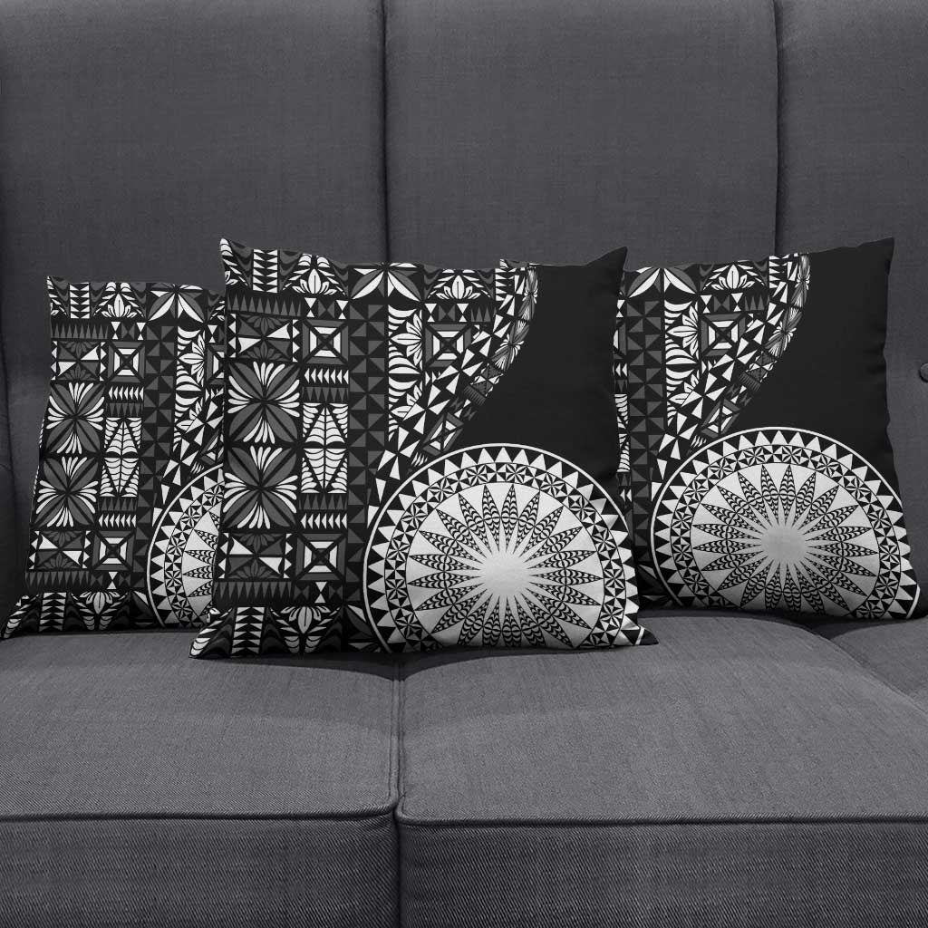 Black Tongan Ngatu Fonulei Pattern Pillow Cover LT9 - Polynesian Pride