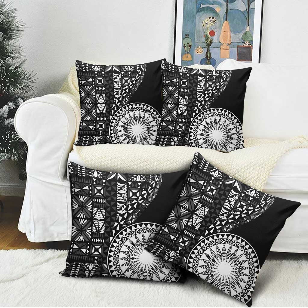 Black Tongan Ngatu Fonulei Pattern Pillow Cover LT9 - Polynesian Pride