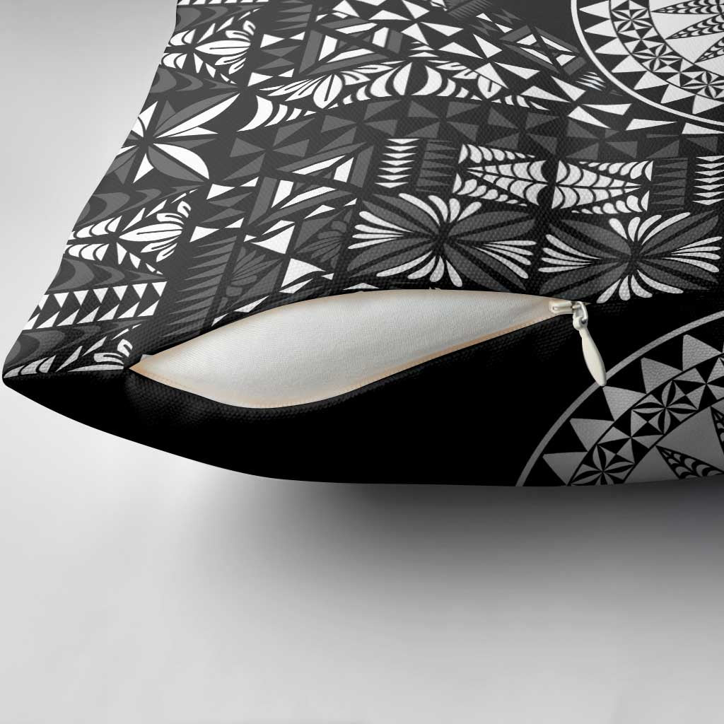 Black Tongan Ngatu Fonulei Pattern Pillow Cover LT9 - Polynesian Pride