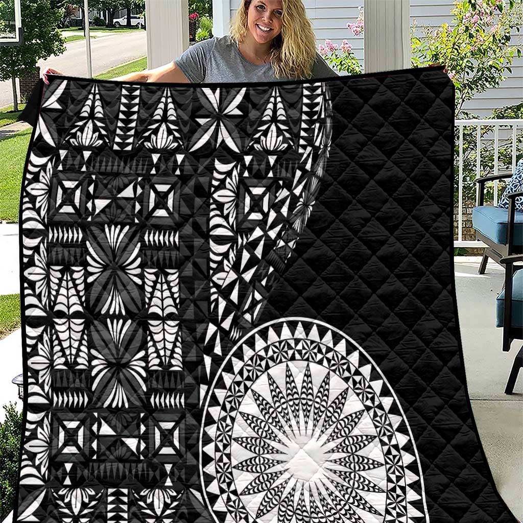 Black Tongan Ngatu Fonulei Pattern Quilt