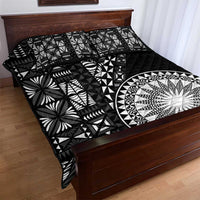 Black Tongan Ngatu Fonulei Pattern Quilt Bed Set
