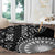 Black Tongan Ngatu Fonulei Pattern Round Carpet