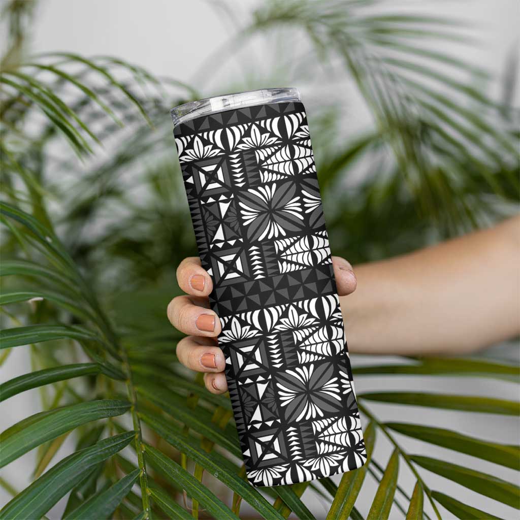 Black Tongan Ngatu Fonulei Pattern Skinny Tumbler