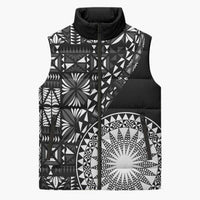 Black Tongan Ngatu Fonulei Pattern Sleeveless Puffer Jacket LT9 Unisex Black - Polynesian Pride