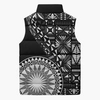 Black Tongan Ngatu Fonulei Pattern Sleeveless Puffer Jacket LT9 - Polynesian Pride