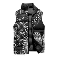 Black Tongan Ngatu Fonulei Pattern Sleeveless Puffer Jacket LT9 - Polynesian Pride