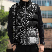 Black Tongan Ngatu Fonulei Pattern Sleeveless Puffer Jacket LT9 - Polynesian Pride