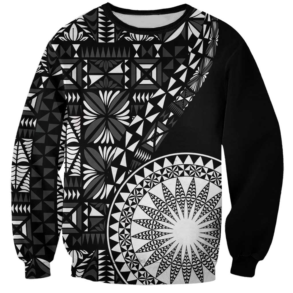 Black Tongan Ngatu Fonulei Pattern Sweatshirt