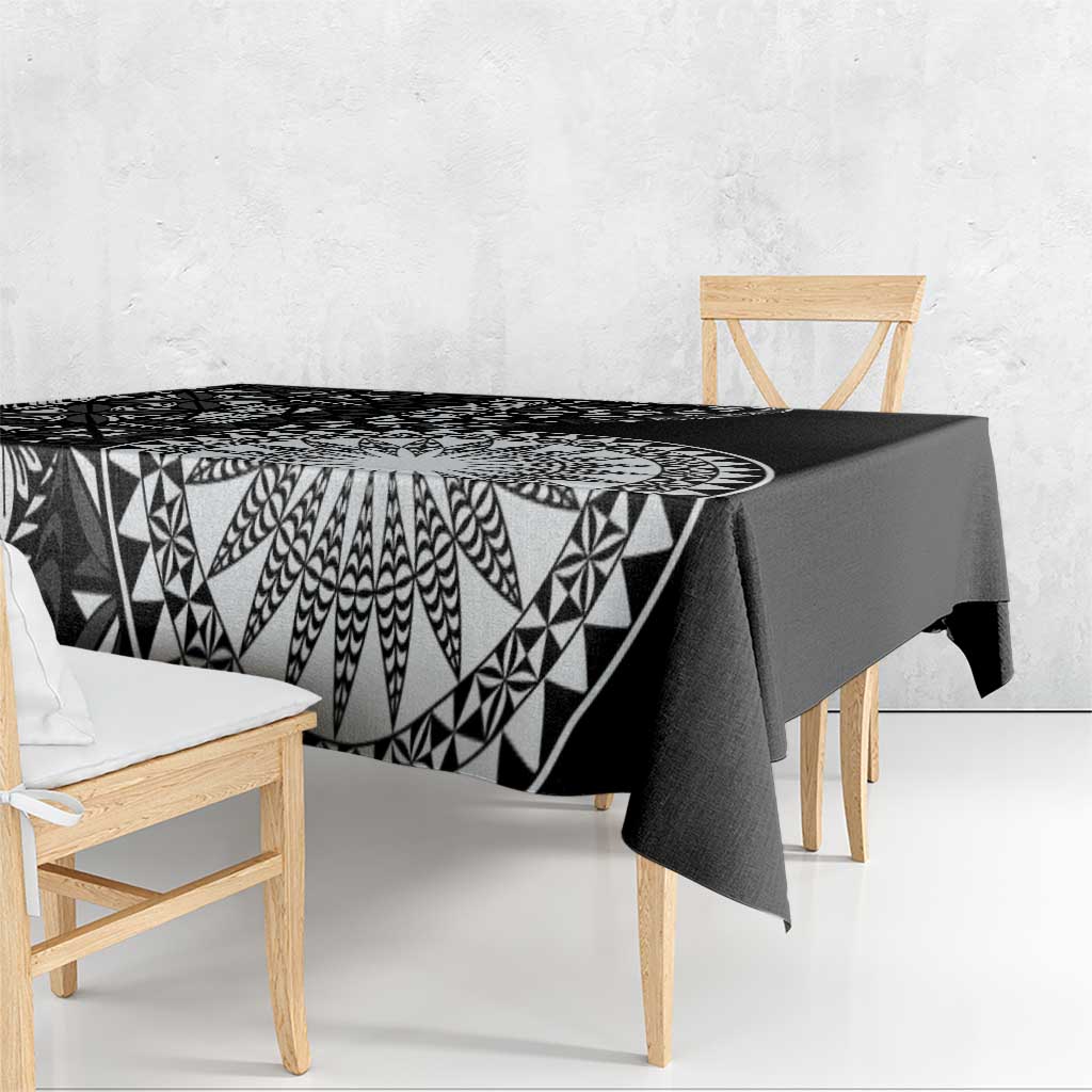 Black Tongan Ngatu Fonulei Pattern Tablecloth