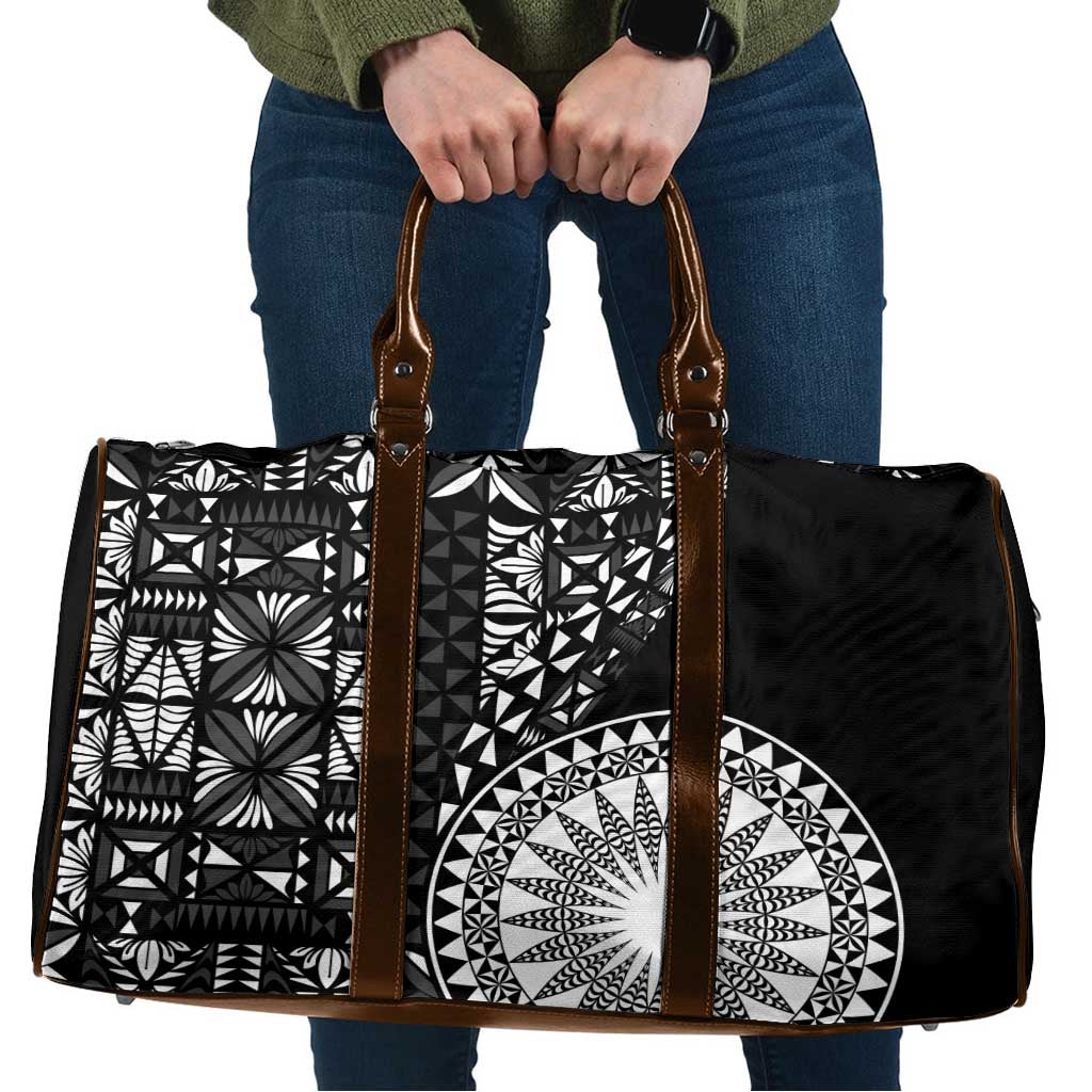 Black Tongan Ngatu Fonulei Pattern Travel Bag LT9 Black - Polynesian Pride