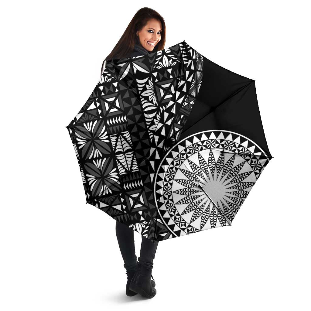 Black Tongan Ngatu Fonulei Pattern Umbrella LT9 - Polynesian Pride