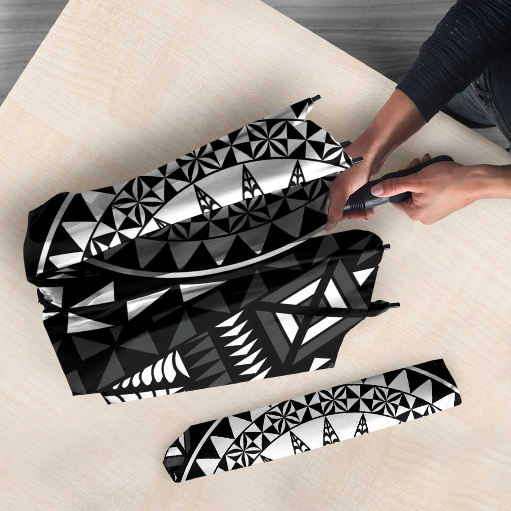 Black Tongan Ngatu Fonulei Pattern Umbrella LT9 - Polynesian Pride