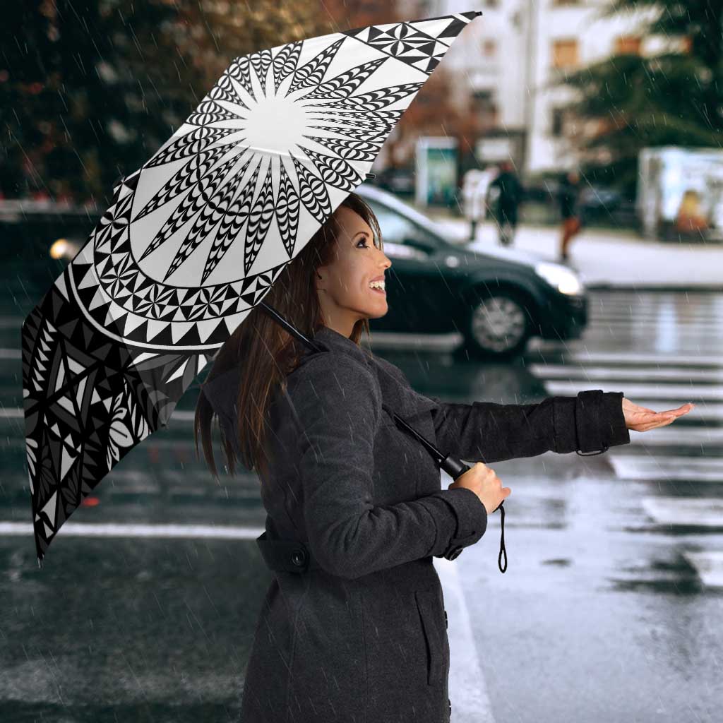 Black Tongan Ngatu Fonulei Pattern Umbrella LT9 - Polynesian Pride
