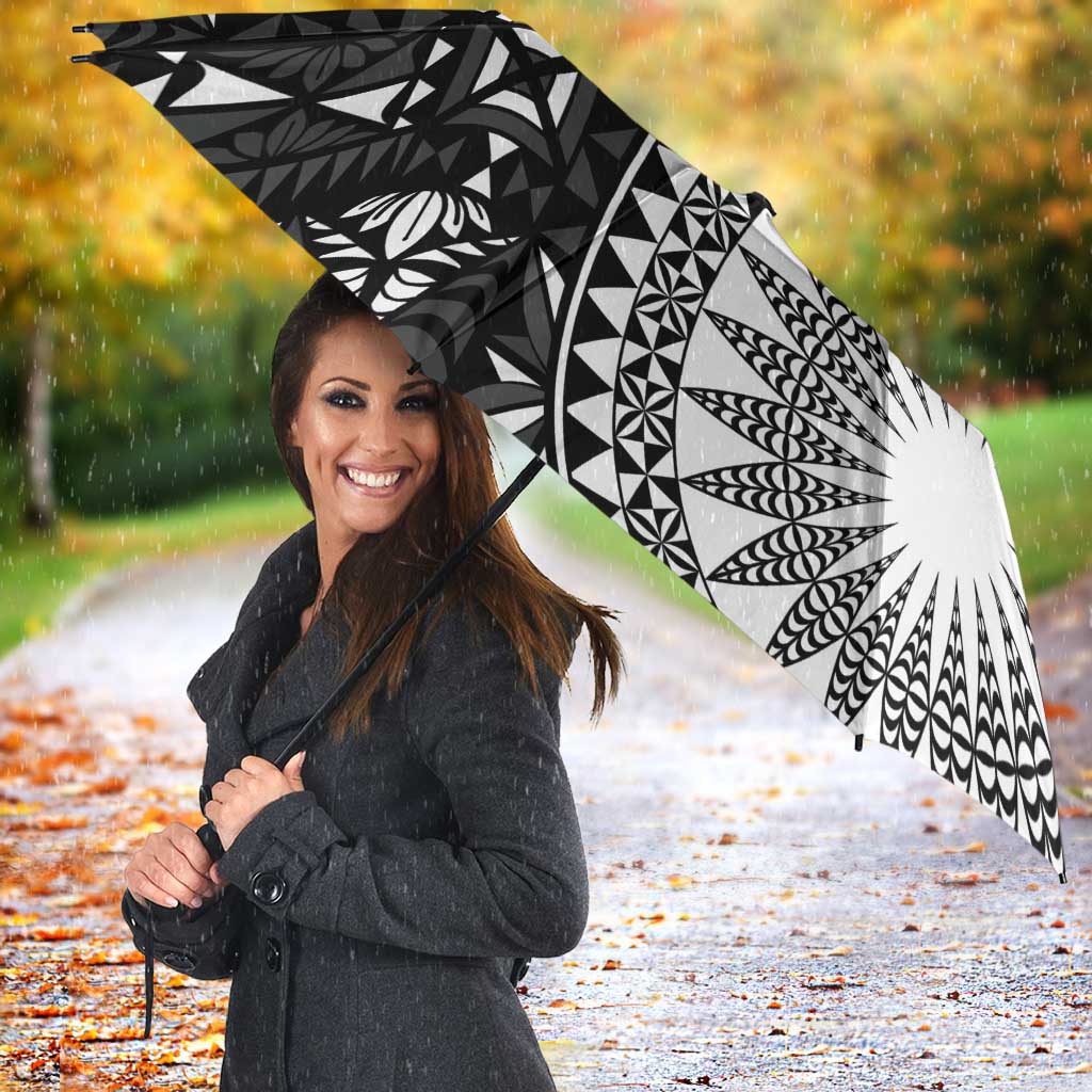 Black Tongan Ngatu Fonulei Pattern Umbrella LT9 - Polynesian Pride