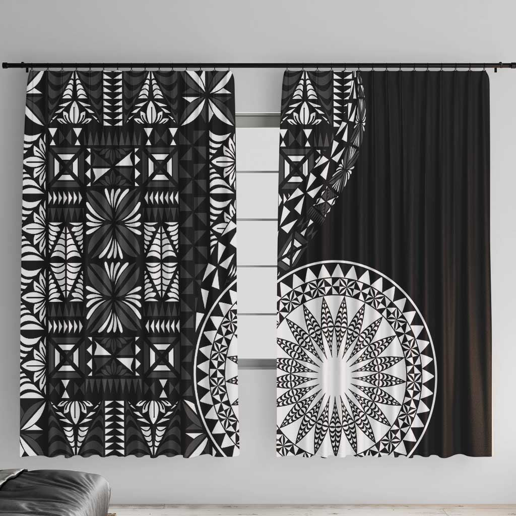 Black Tongan Ngatu Fonulei Pattern Window Curtain