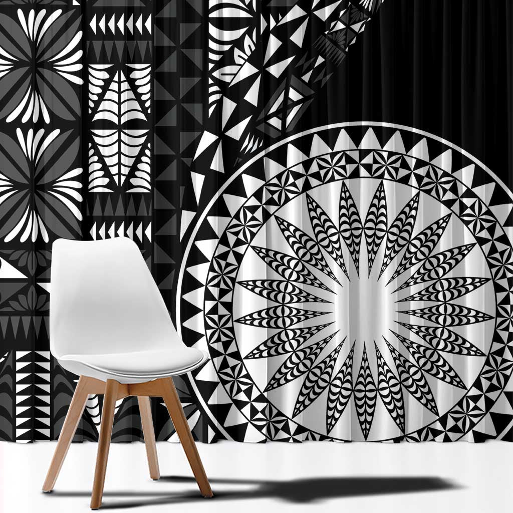 Black Tongan Ngatu Fonulei Pattern Window Curtain