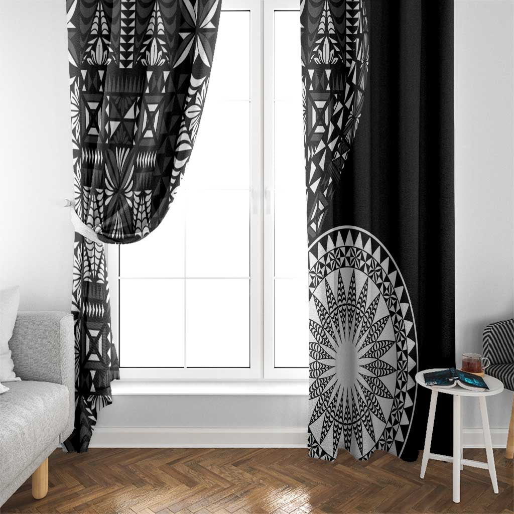 Black Tongan Ngatu Fonulei Pattern Window Curtain
