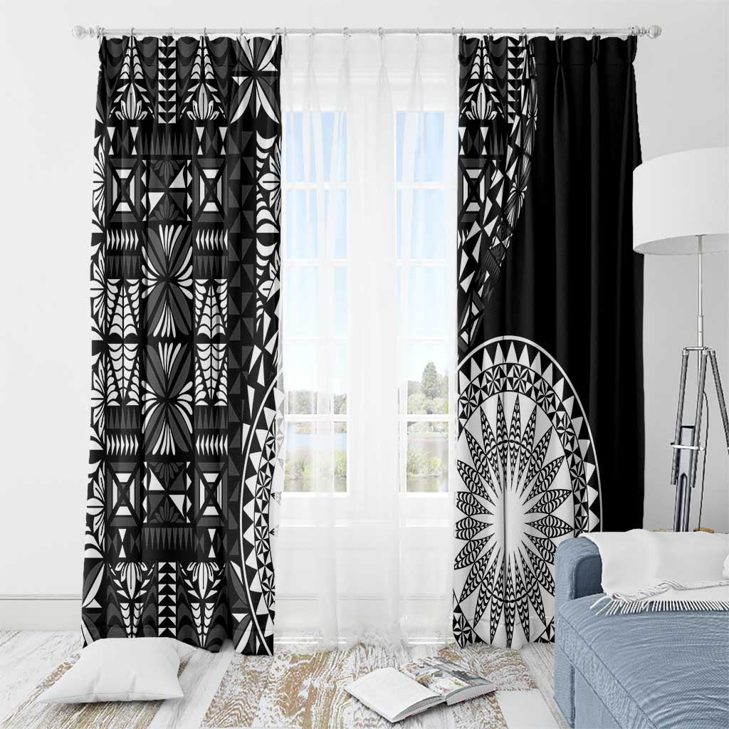 Black Tongan Ngatu Fonulei Pattern Window Curtain
