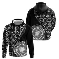Black Tongan Ngatu Fonulei Pattern Zip Hoodie