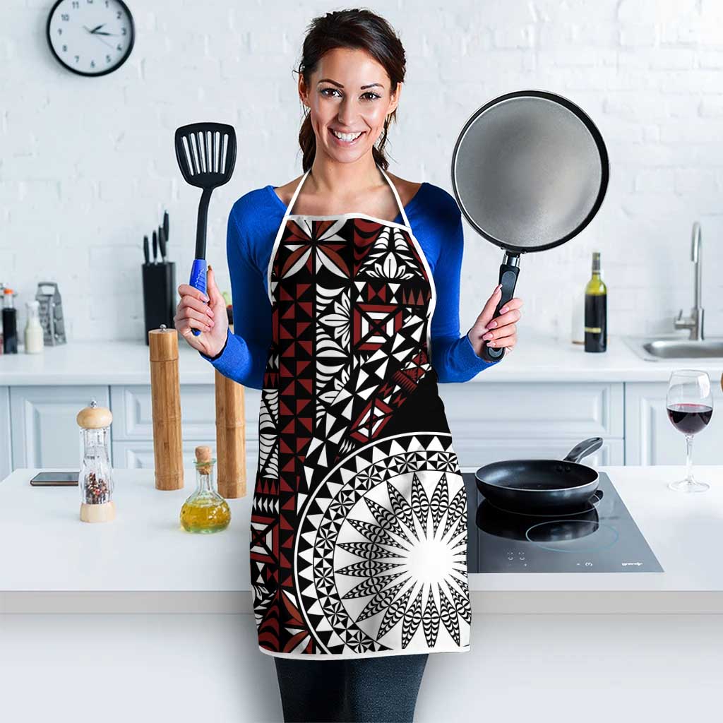 Red Tongan Ngatu Fonulei Pattern Apron LT9 - Polynesian Pride