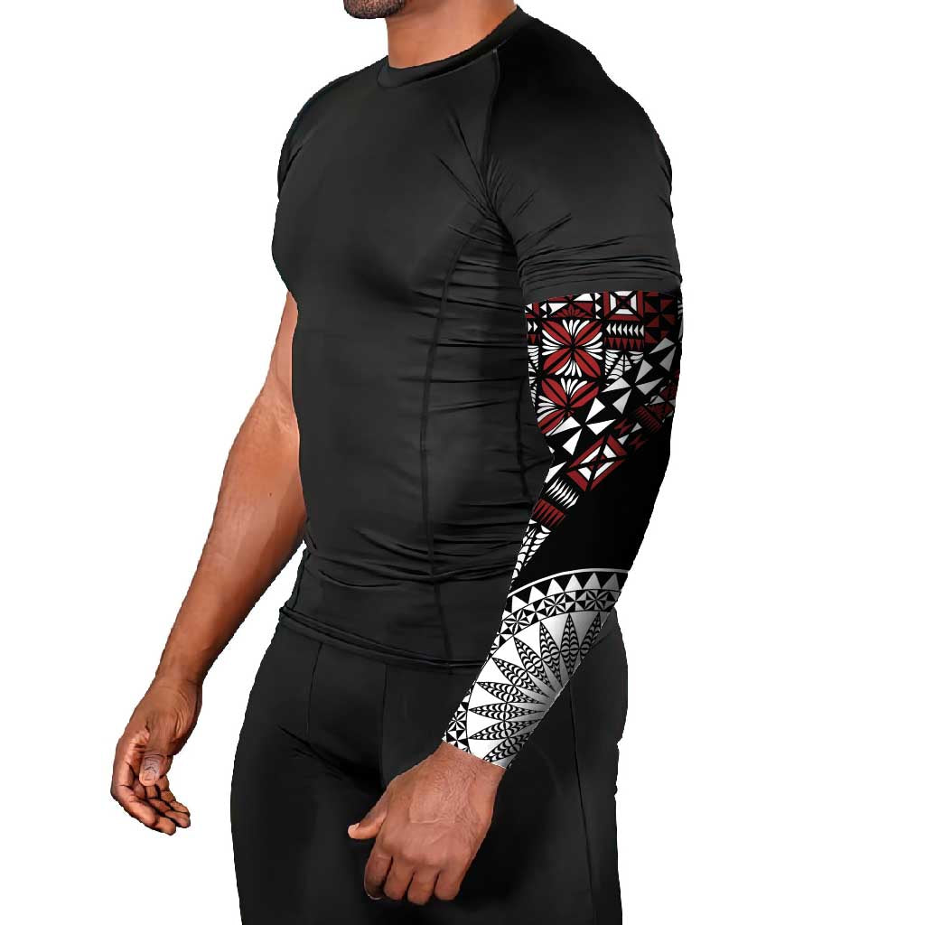 Red Tongan Ngatu Fonulei Pattern Arm Sleeves LT9 - Polynesian Pride