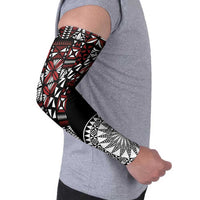 Red Tongan Ngatu Fonulei Pattern Arm Sleeves LT9 - Polynesian Pride