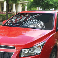 Red Tongan Ngatu Fonulei Pattern Auto Sun Shade LT9 - Polynesian Pride
