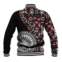 Red Tongan Ngatu Fonulei Pattern Baseball Jacket