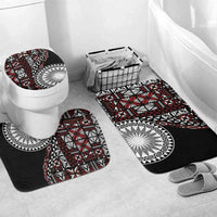 Red Tongan Ngatu Fonulei Pattern Bathroom Set LT9 Mat Set Only (3 pcs) One Size Red - Polynesian Pride