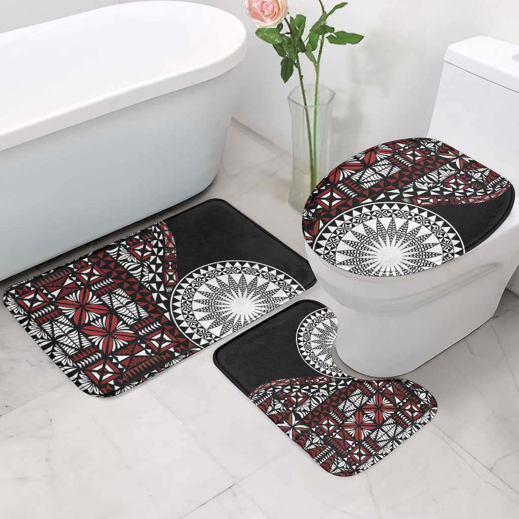 Red Tongan Ngatu Fonulei Pattern Bathroom Set LT9 - Polynesian Pride