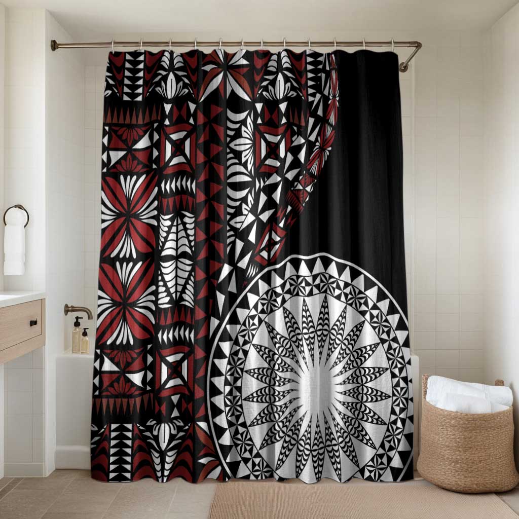 Red Tongan Ngatu Fonulei Pattern Bathroom Set LT9 Shower Curtain Only Red - Polynesian Pride