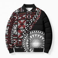 Red Tongan Ngatu Fonulei Pattern Bomber Puffer Jacket LT9 Unisex Red - Polynesian Pride