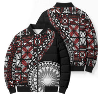 Red Tongan Ngatu Fonulei Pattern Bomber Puffer Jacket LT9 - Polynesian Pride