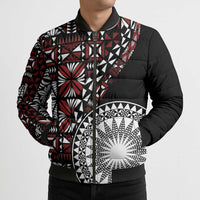 Red Tongan Ngatu Fonulei Pattern Bomber Puffer Jacket LT9 - Polynesian Pride