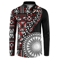 Red Tongan Ngatu Fonulei Pattern Button Sweatshirt