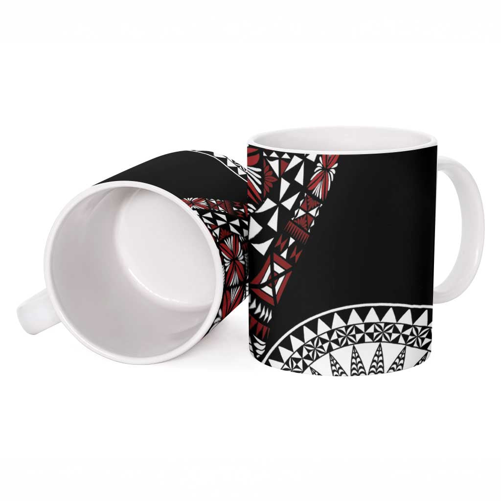 Red Tongan Ngatu Fonulei Pattern Ceramic Mug LT9 - Polynesian Pride