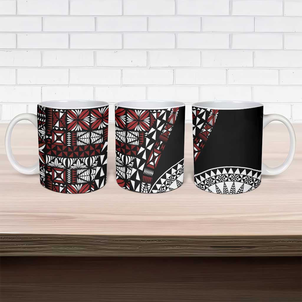 Red Tongan Ngatu Fonulei Pattern Ceramic Mug LT9 - Polynesian Pride