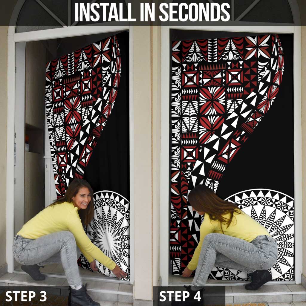 Red Tongan Ngatu Fonulei Pattern Door Cover LT9 - Polynesian Pride