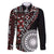 Red Tongan Ngatu Fonulei Pattern Family Matching Off Shoulder Maxi Dress and Hawaiian Shirt