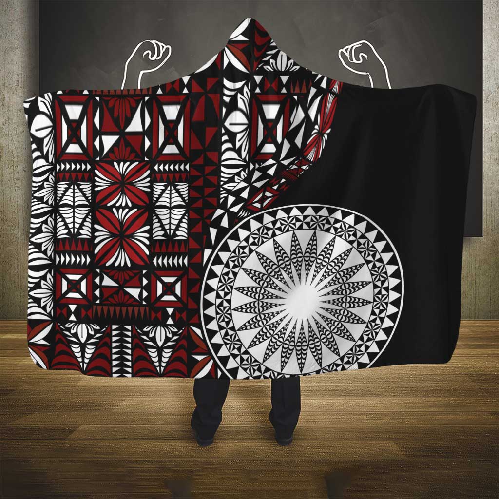 Red Tongan Ngatu Fonulei Pattern Hooded Blanket LT9 - Polynesian Pride