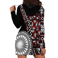 Red Tongan Ngatu Fonulei Pattern Hoodie Dress