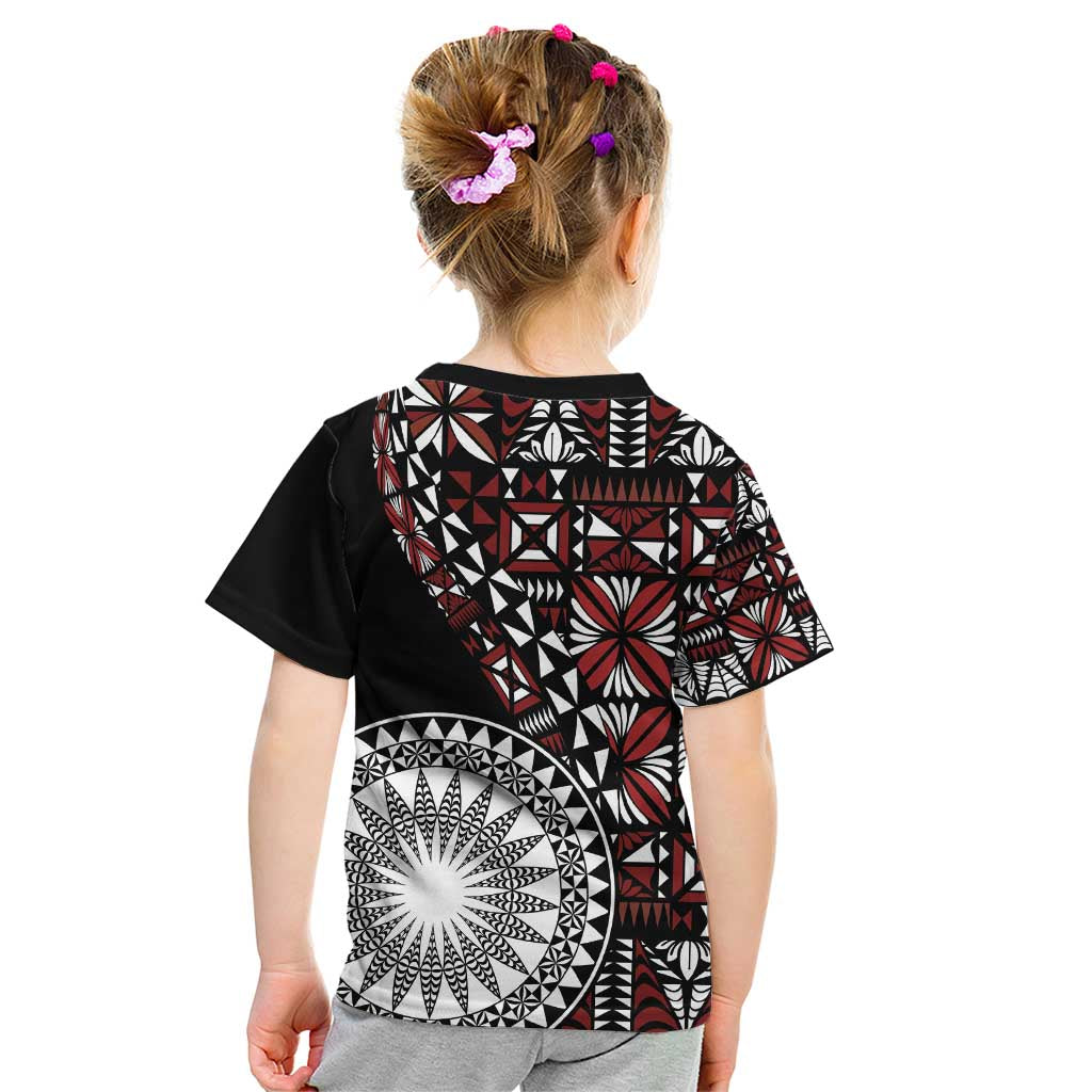 Red Tongan Ngatu Fonulei Pattern Kid T Shirt