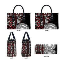 Red Tongan Ngatu Fonulei Pattern Leather Bag LT9 - Polynesian Pride