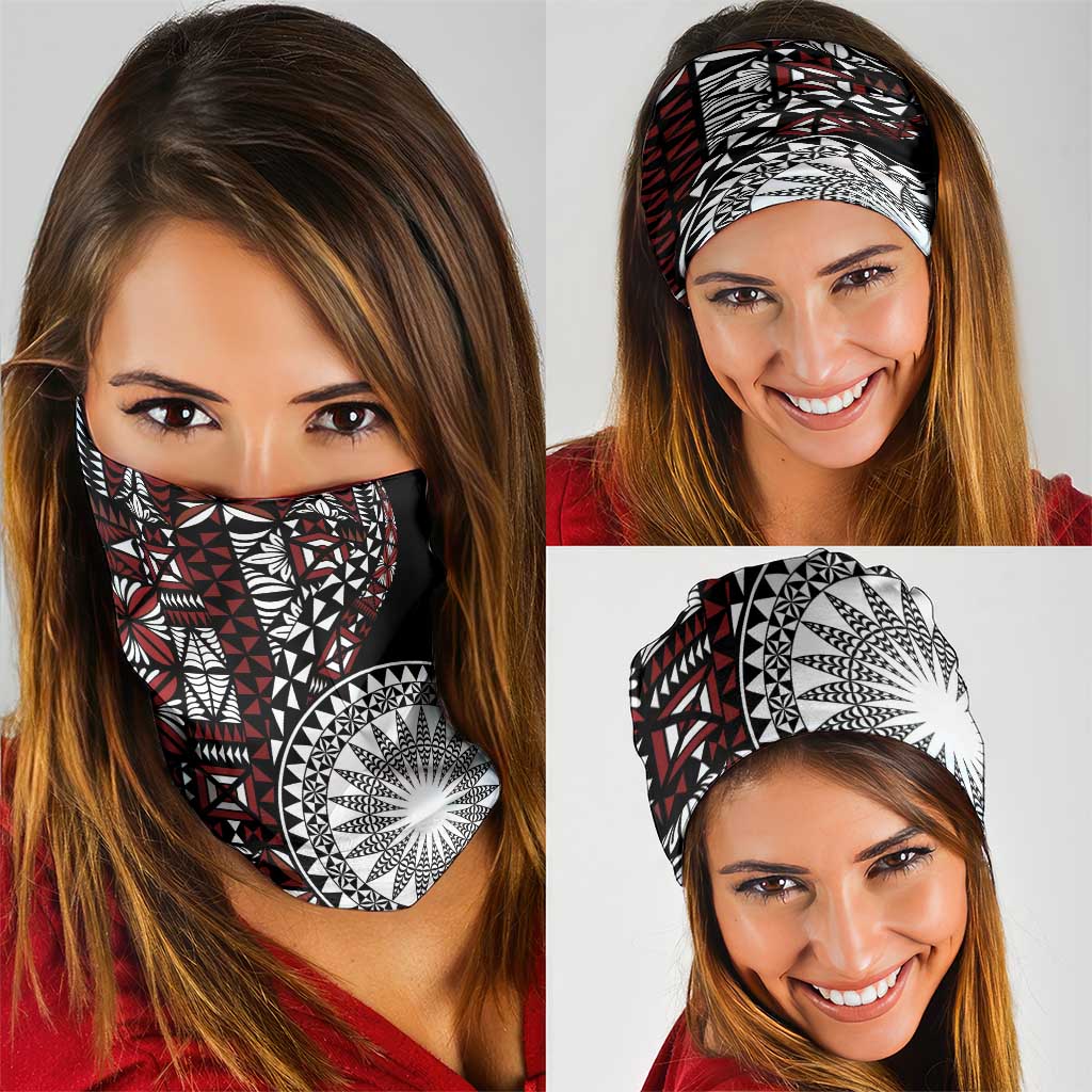 Red Tongan Ngatu Fonulei Pattern Neck Gaiter LT9 - Polynesian Pride